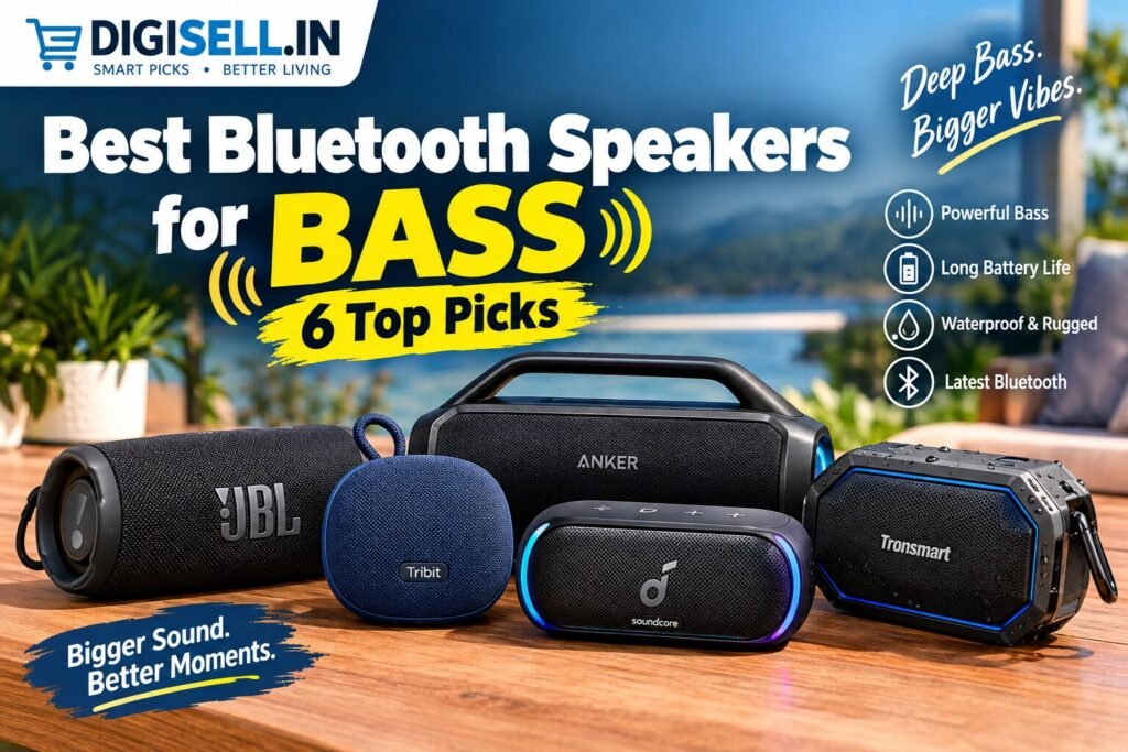 Best Bluetooth speakers for bass featuring JBL, Sony, and Soundcore portable speakers