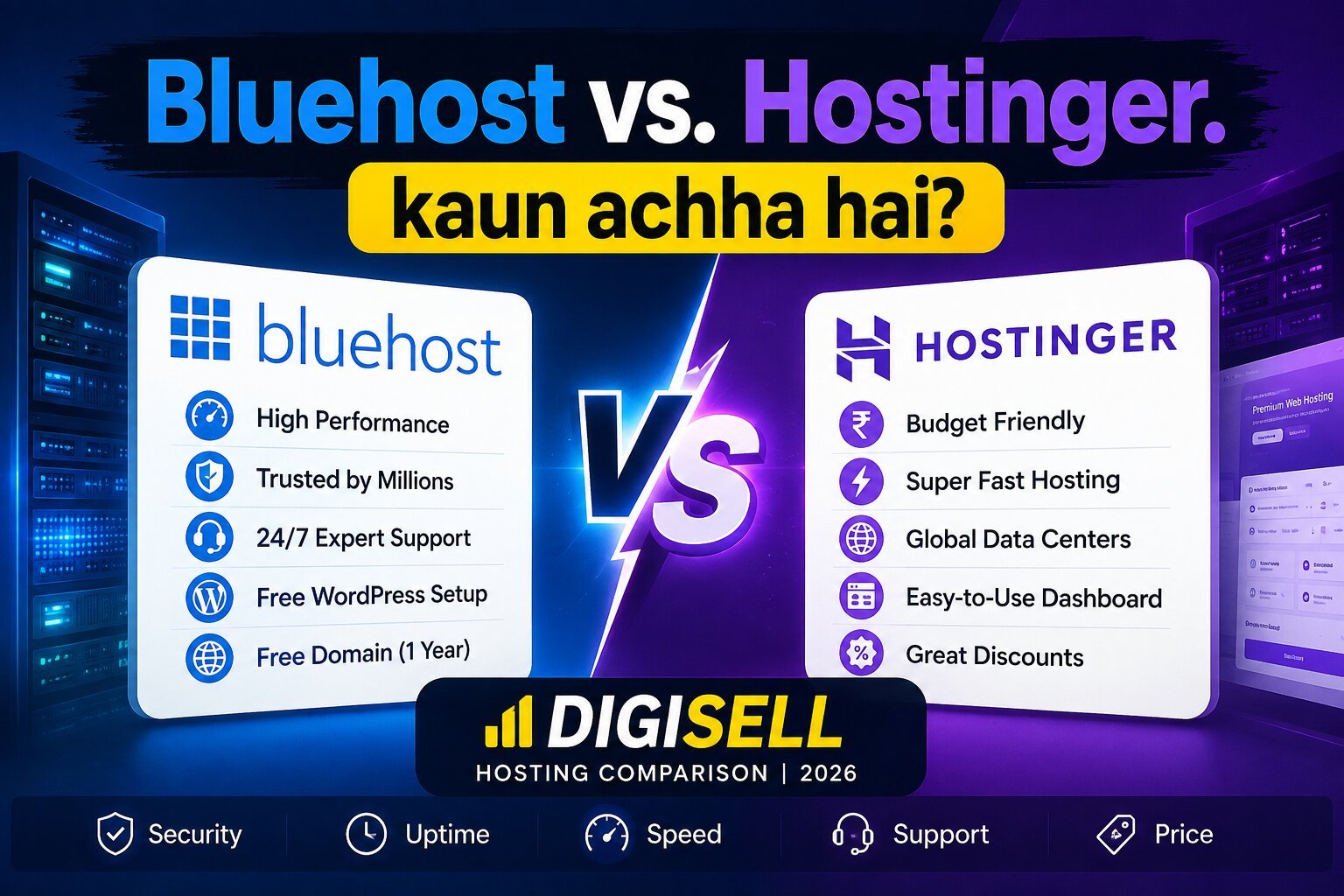 Bluehost vs. Hostinger. kaun achha hai
