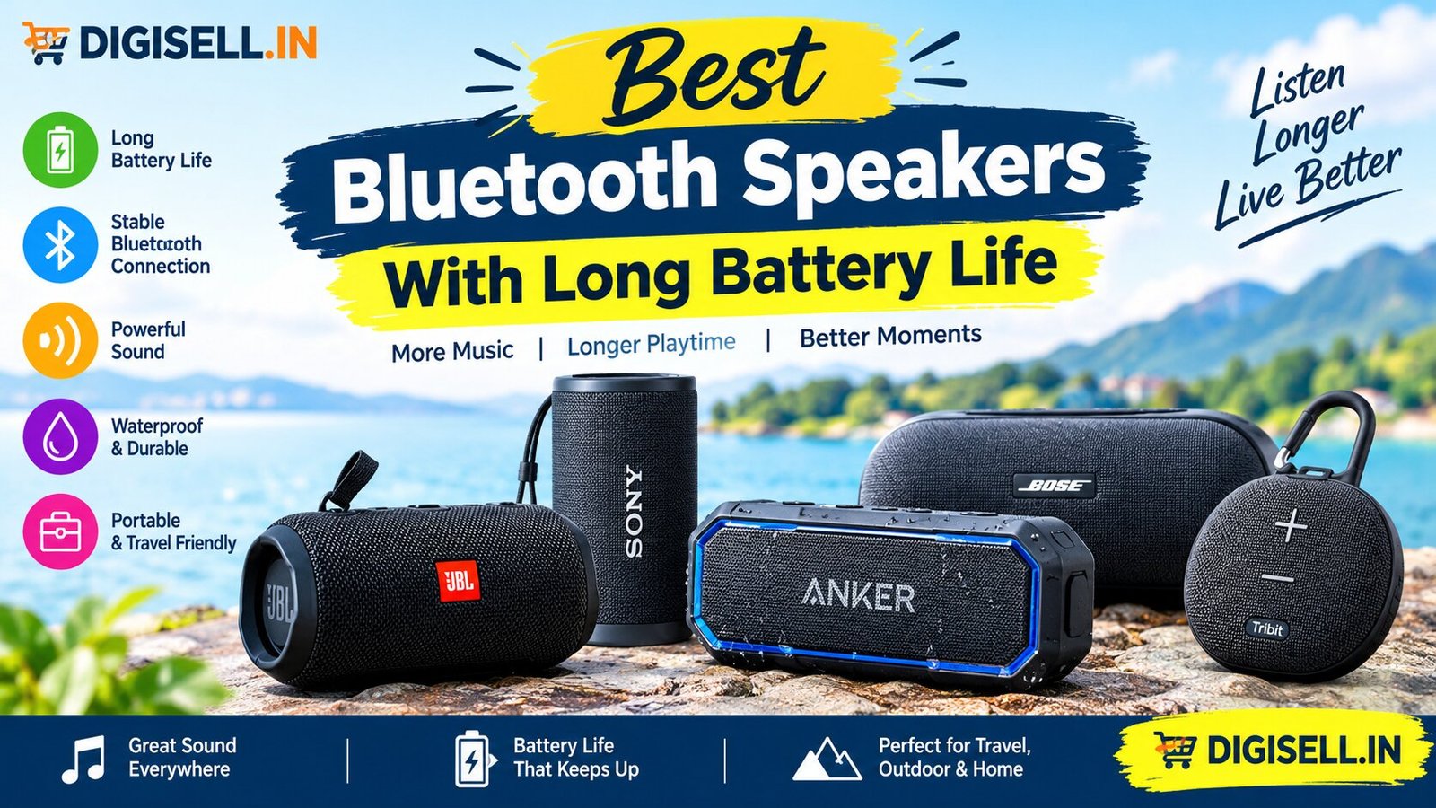 Best Bluetooth speakers with long battery life for travel and outdoor use